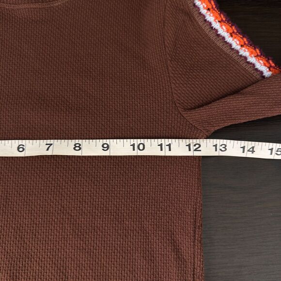 Free People Switch It Up Thermal Top Women XS Cocoa Brown Crochet Knit Layering - Picture 8 of 10